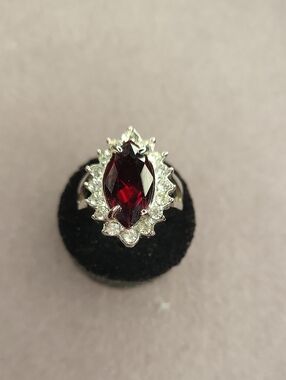 Red Marquise Crystal Halo Ring